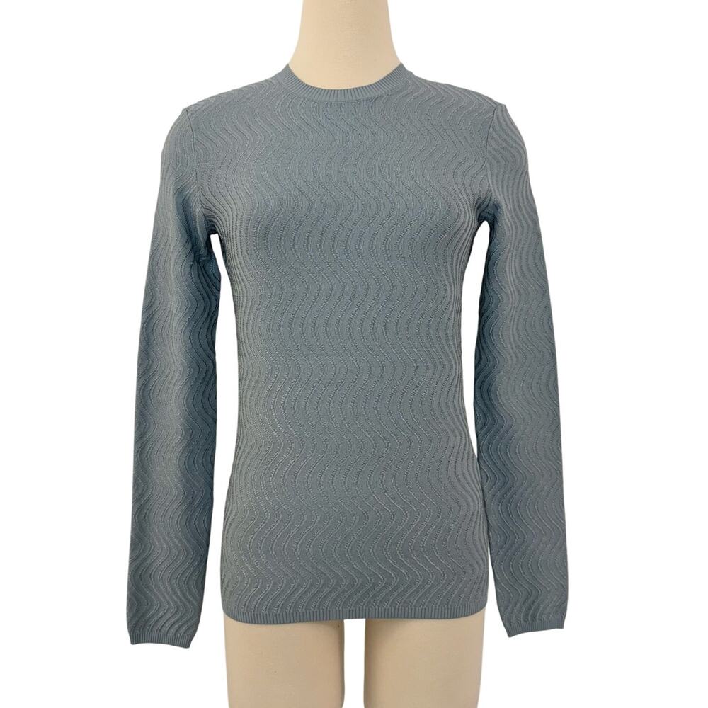 Giorgio Armani Wave Textured Jacquard Long-Sleeve Crewneck Sweater Top 46 (US10)